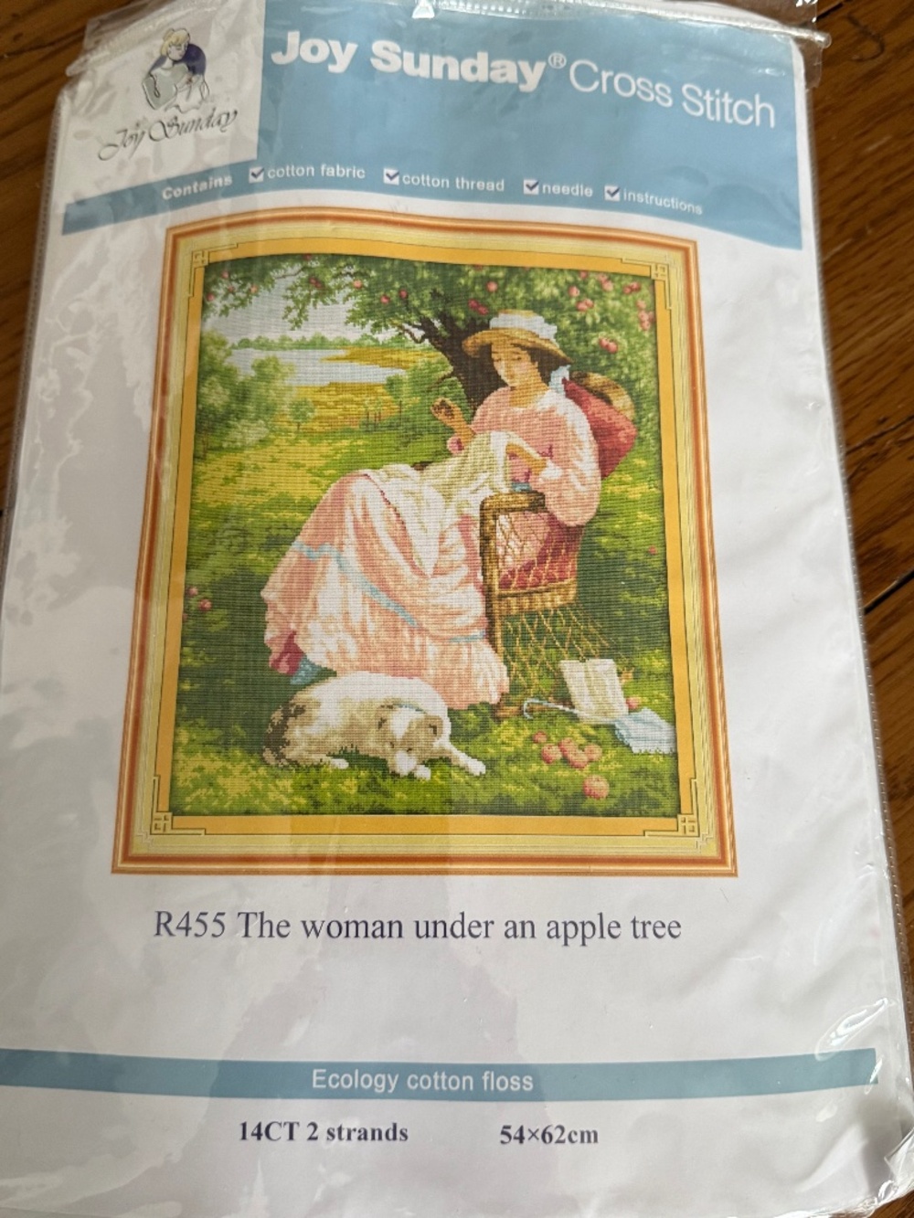 Woman Under Apple Tree 14 Count Aida Joy Sunday Cross Stitching Kit New